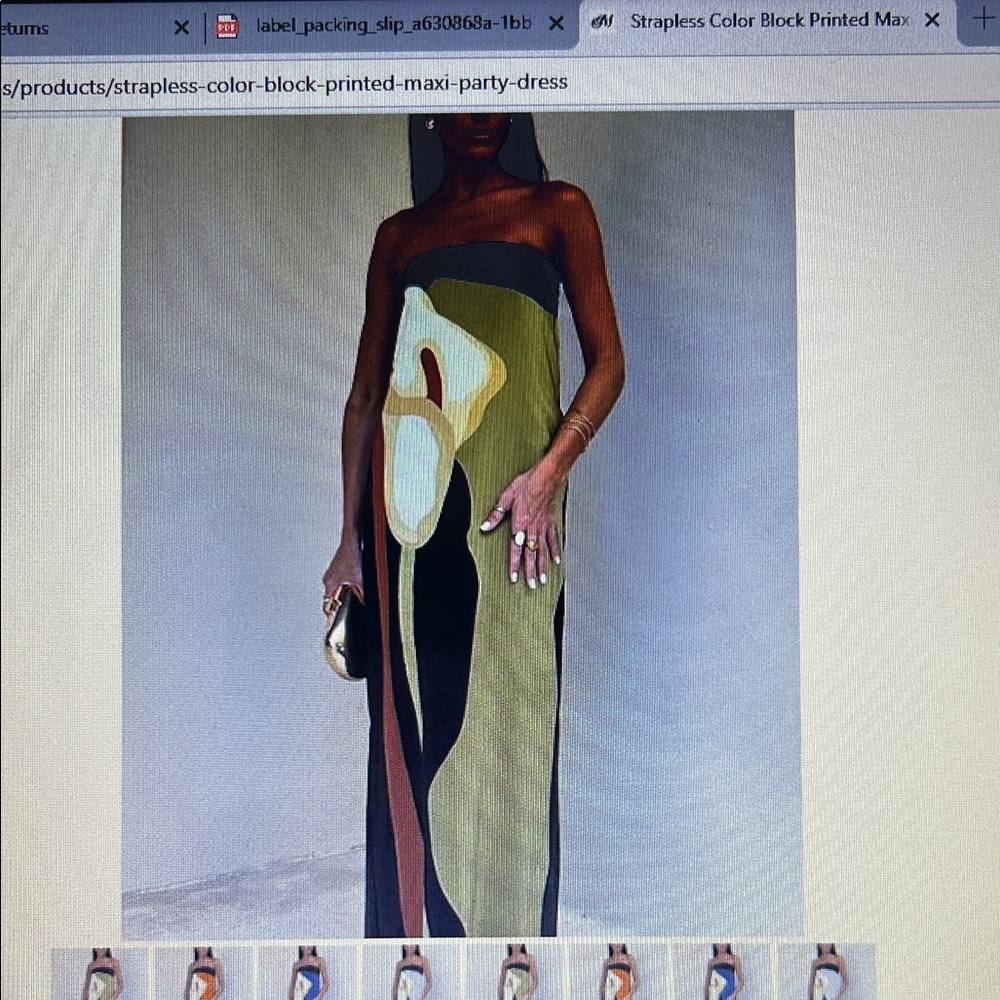 Elegant Strapless Color Block Maxi Dress